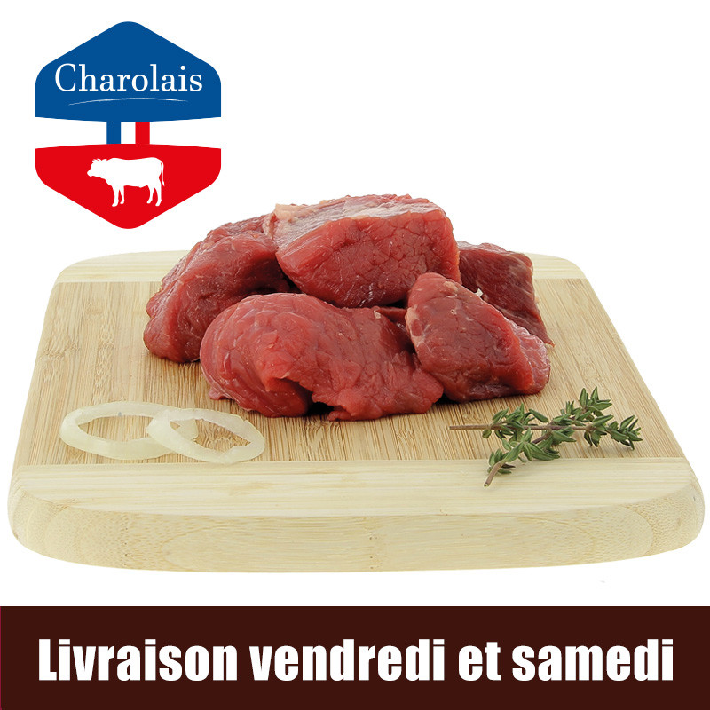 Viande Bourguignon de boeuf charolais 600g, Viande de Boeuf Française
