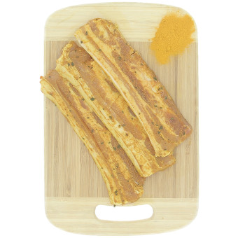 8 tranches de poitrine de porc marinée au curry et à la mangue, Le Porc Français – vue de haut