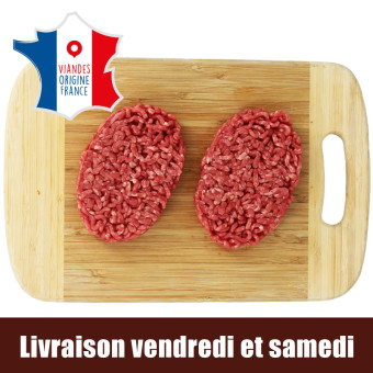 steak haché de bœuf oval 15% MG - vue de haut
