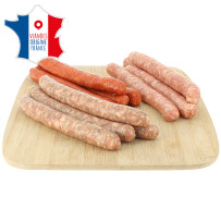 Assortiment 4 chipolatas 4 chipolatas aux herbes et 4 merguez Le Porc Français