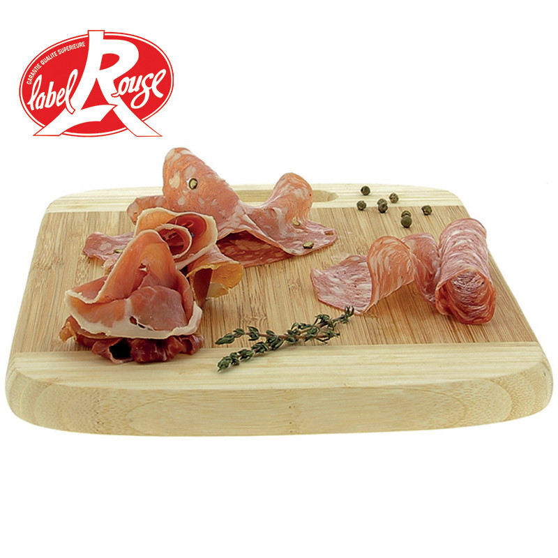 Plateau Charcuterie Label Rouge 4 tranches de Jambon Sec, 4 tranches de Rosette, 4 tranches de Pavé au poivre