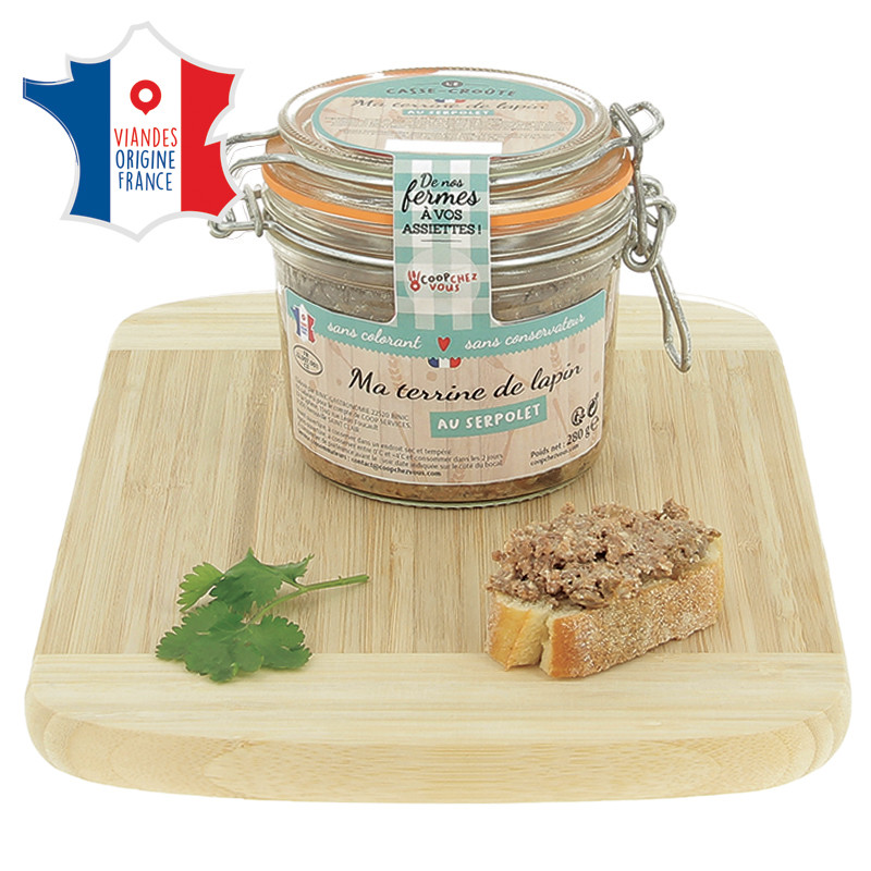 280 g de terrine de lapin au serpolet, Viande Origine France