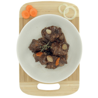 Boeuf bourguignon cuisiné, bœuf origine France – vue de haut