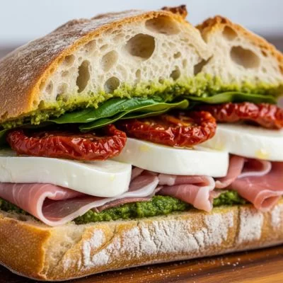 Sandwich italien au pesto et jambon cru