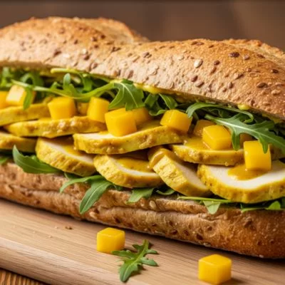 Sandwich au poulet curry et mangue