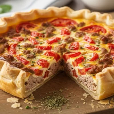 Quiche à la chair à saucisse et tomate
