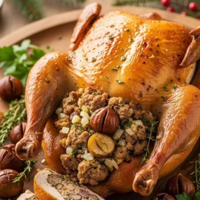 Chapon de Noël Farci aux Marrons