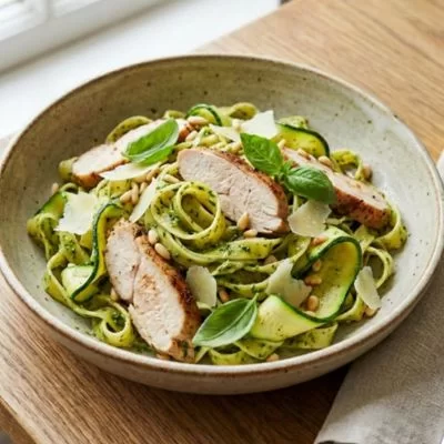 Tagliatelles de dinde pesto courgette
